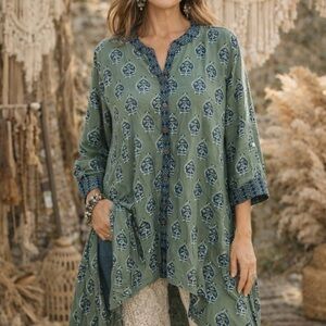 Green Patterned Women's Tunic by Jaded Gypsy